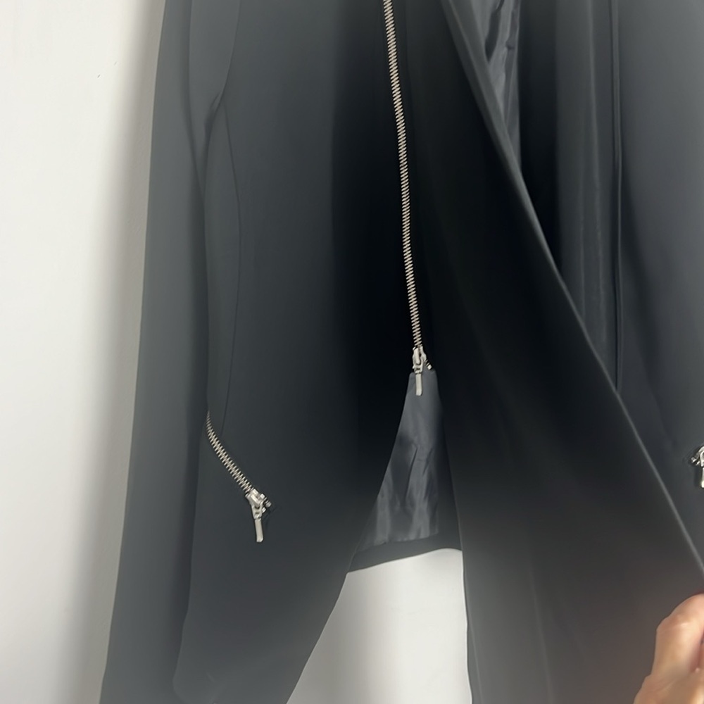 Trouve Women's Medium Black Removable Lapel‎ Zipper Detail Blazer - Picture 4 of 7